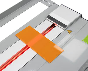Operator bending acrylic sheet on ABM720 bending machine for sign display fabrication